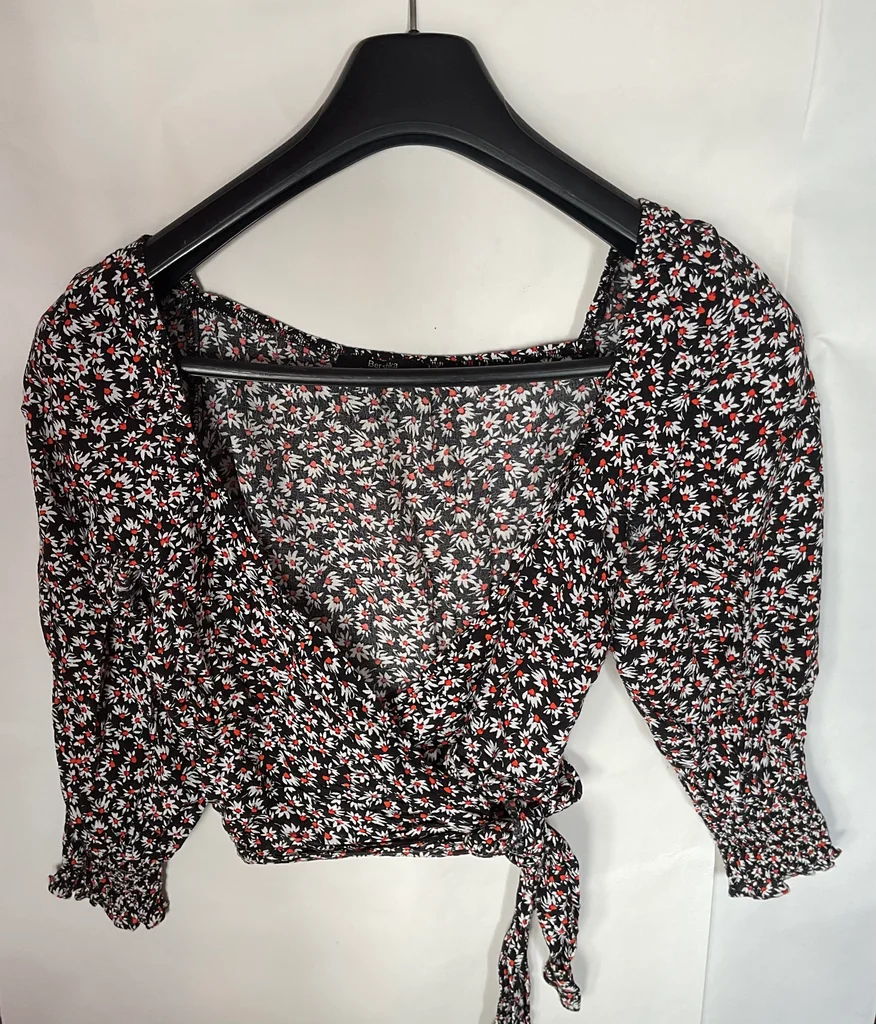 🔥-20%🔥 Top Cropped Cache-Cœur Bershka Floral Preto T.M – photo 5